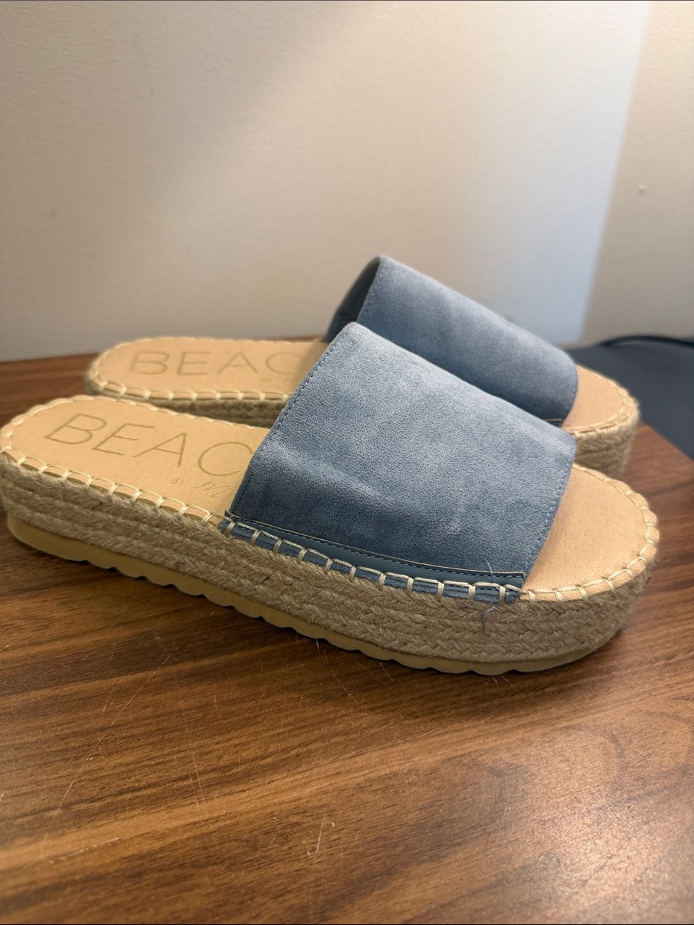 BEACH-STYLE Women's Blue Espadrille Slide Sandals